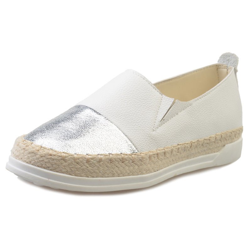 Round Toe Low-heel Color-blocking Flat Loafers, Slip-on Loafers