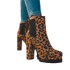 Round-toe suede Ankle Boots Solid Print Thick Square High Heel