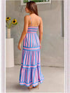 Rubby - Summer Striped Printed Suspender Long Dress With Pockets