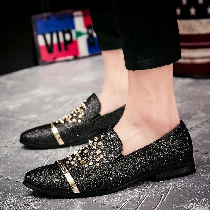 SANDERS - Men's Diamond Rhinestones Loafers Shoes - Jimi Brothers 