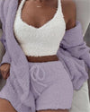 Sevana - Set pyjama 3pcs Long Sleeve Crop Tank Top And Drawstring Shorts