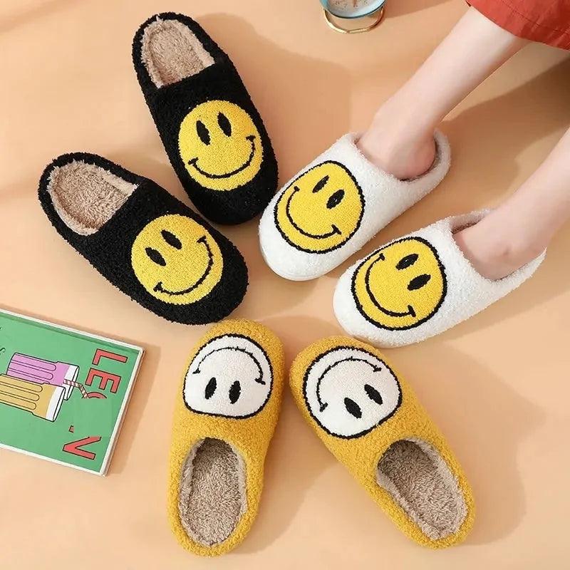 Smile Face Faux Fur Slippers - Jimi Brothers 