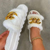 Summer Plush Open Toe Metal Chain Design Women&#39;s Sandals - Jimi Brothers 