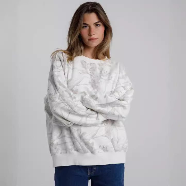 Sweat à capuche camouflage imprimé feuille d'érable surdimensionné pour femme