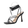 Vintage Square Toe High Heel Sandals: Cross Strap Thong Design - Jimi Brothers 