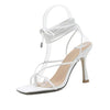 Vintage Square Toe High Heel Sandals: Cross Strap Thong Design - Jimi Brothers 