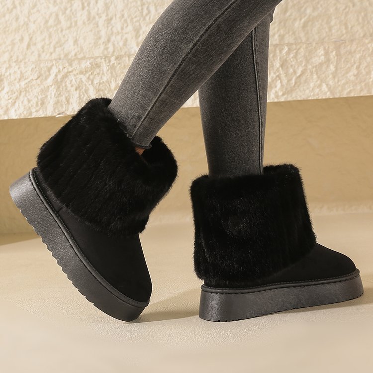Warm and Mid-tube Thick-soled Plush Snow Boots Winter