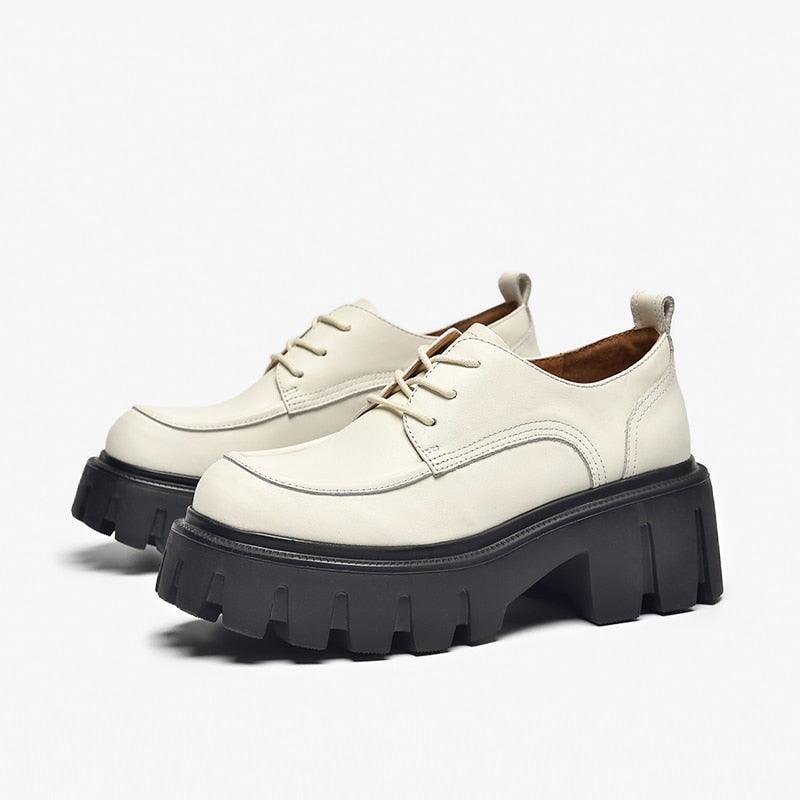 Winona - Cow Leather Platform Oxford Lace Up Shoes for Women - Jimi Brothers 