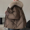 Winter Cotton-padded Jacket Women&#39;s Short Fur Collar