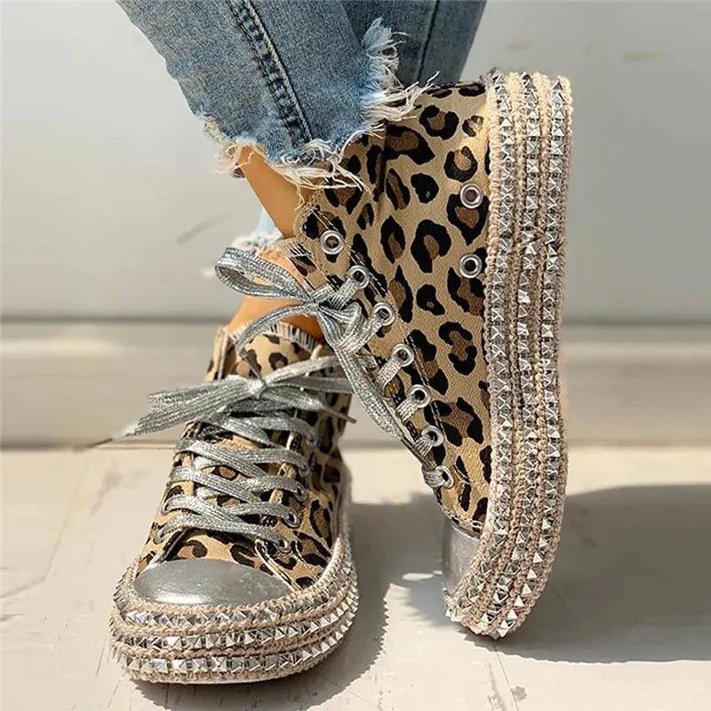 Women Leopard Canvas Shoes - Jimi Brothers 