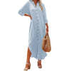 Women&#39;s Cardigan Breasted Solid Long Sleeve Dress