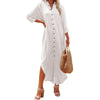 Women&#39;s Cardigan Breasted Solid Long Sleeve Dress