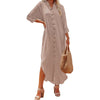 Women&#39;s Cardigan Breasted Solid Long Sleeve Dress