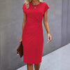 Women&#39;s Casual Tight Front Knot Round Neck Mid-length Dress