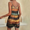 Womens Summer Casual Print Sleeveless Rompers Loose Spaghetti Strap Shorts Jumpsuit With Pockets