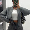 Women&#39;s Zipper Knitted Jacket Sweater Coat
