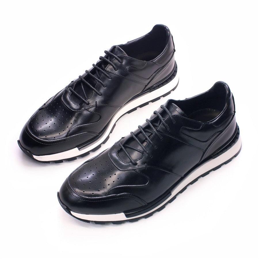 Men's Casual Leather Shoes Comfortable Non-slip Sneakers Breathable Lace-up Men's Shoes Wedding High-end Dating Men's Shoes - Jimi Brothers 