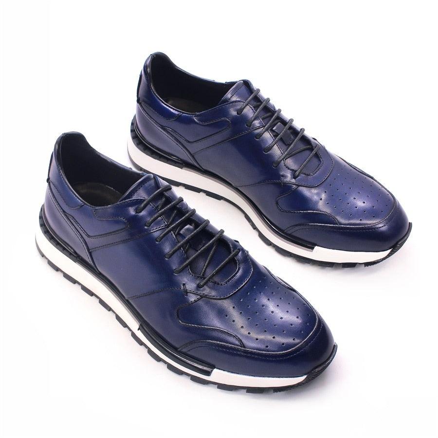 Men's Casual Leather Shoes Comfortable Non-slip Sneakers Breathable Lace-up Men's Shoes Wedding High-end Dating Men's Shoes - Jimi Brothers 